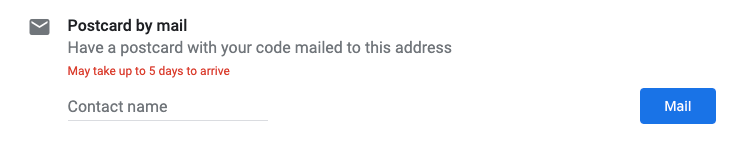 Google My Business screenshot of postcard request